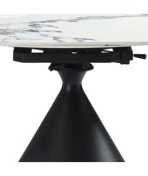 table pied central cône ORNELLA pierre microcristaline détail mécanisme fermé