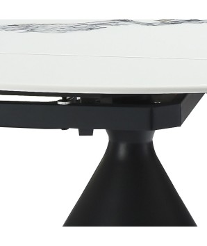 table repas extensible ORNELLA pied conique détail pierre microcristaline