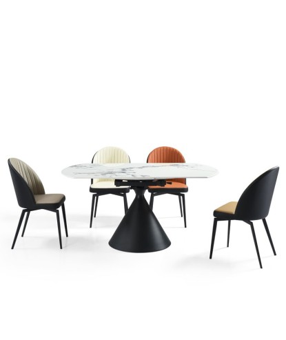 Table à manger ronde extensible 6-8 personnes ORNELLA