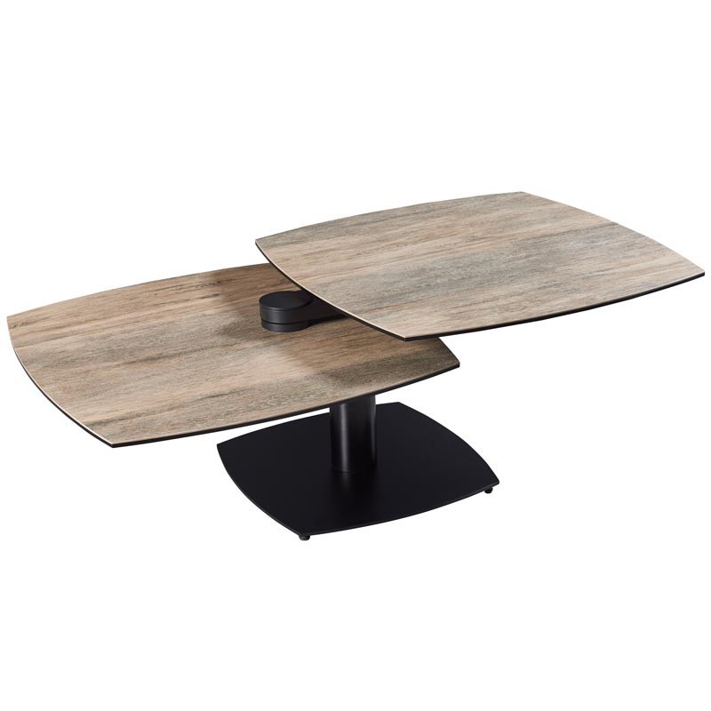 Table basse TONGA Wood foncé 2 plateaux pivotants Table basse TONGA Wood foncé 2 plateaux pivotants