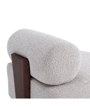 fauteuil galet ALASKA bois Tissu Gris vue dos 3/4