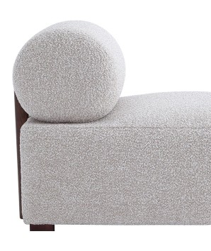 Fauteuil de salon design ALASKA bois Tissu Gris détail vue profil