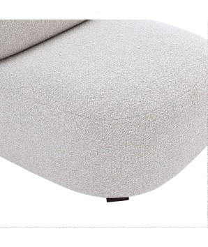 fauteuil tissu bouclé blanc ALASKA bois détail assise
