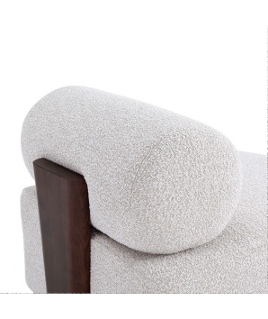 fauteuil galet ALASKA bois Tissu blanc vue dos 3/4