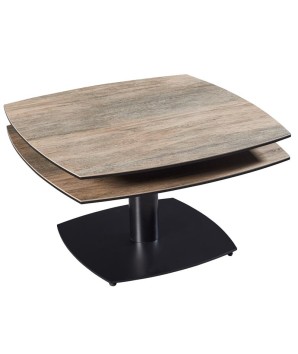 Table basse TONGA Wood foncé 2 plateaux pivotants