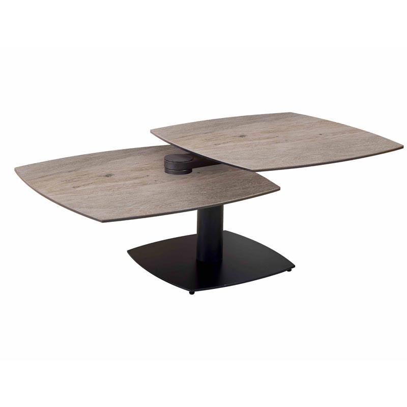 Table basse TONGA Wood Clair 2 plateaux pivotants Table basse TONGA Wood Clair 2 plateaux pivotants