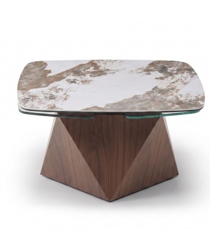 Table basse luxe DIAMANT 2 plateaux pivotant céramique Pandora