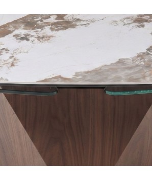 Table basse luxe DIAMANT 2 plateaux pivotant céramique Pandora