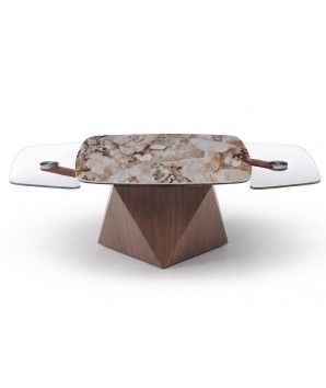 Table basse luxe DIAMANT plateaux pivotant céramique Patagonia