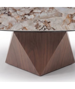 Table basse luxe DIAMANT 2 plateaux pivotant céramique Patagonia