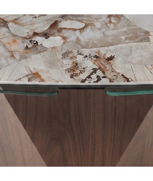 Table basse luxe DIAMANT 2 plateaux pivotant céramique Patagonia