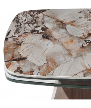 Table basse luxe DIAMANT 2 plateaux pivotant céramique Patagonia