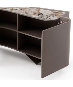 buffet haut de gamme STELLA bois courbe céramique patagonia zoom porte ouverte droite