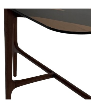 console verre et bois SYMPHONIE 3 pieds zoom bois