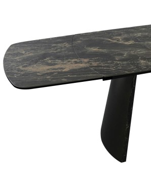 table à manger céramique vulcano TINA pied bronze gauche vue 3/4