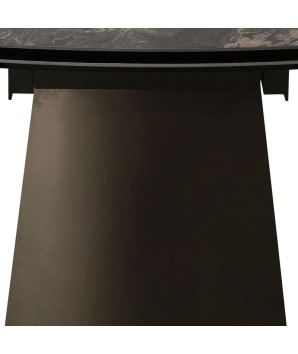 table à manger design TINA céramique vulcano pied bronze détail glissière rallonge