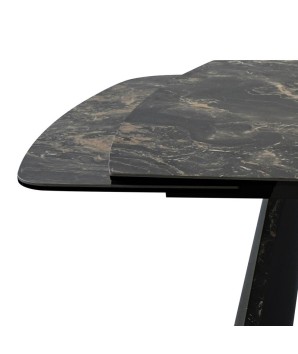table extensible haut de gamme TINA céramique vulcano pied bronze ouverture rallonge