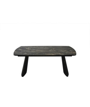 Table repas design italien extensible 8 12 personnes TINA céramique vulcano pied bronze fermée