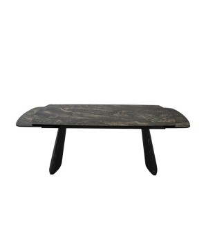 Table repas design italien extensible 8 12 personnes TINA céramique vulcano pied bronze zoom ouverture rallonge