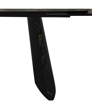 Table repas design italien extensible 8 12 personnes TINA céramique vulcano zoom pied bronze