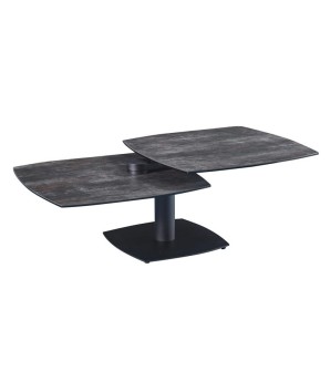 Table basse TONGA plateau pivotant céramique shadow ouverte modulaire pied métal