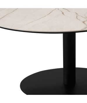 table basse relevable pied central TOUCHY céramique golden stone pied