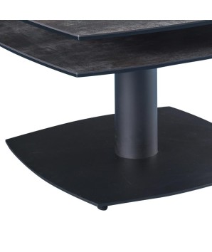 Table basse TONGA plateau pivotant céramique shadow détail pied métal
