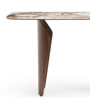 console entrée design CLEA détail pied métal noyer céramique patagonia