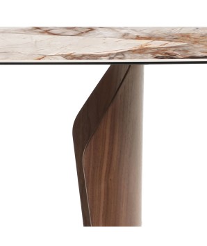 console luxe entrée CLEA détail pied métal noyer céramique patagonia vue face