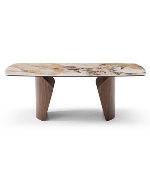 Table basse Mid Century CLEA pied métal noyer céramique patagonia