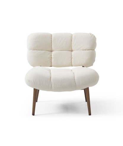 fauteuil cocooning tissu blanc bois CHESTER vue face