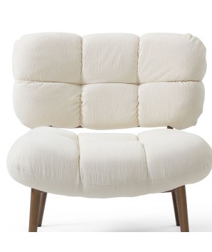 fauteuil nuage tissu blanc bois CHESTER zoom vue face