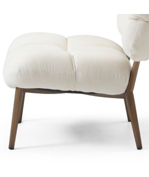fauteuil cocooning détail tissu blanc bois CHESTER zoom profil
