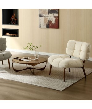 fauteuil nuage tissu blanc bois CHESTER vue salon