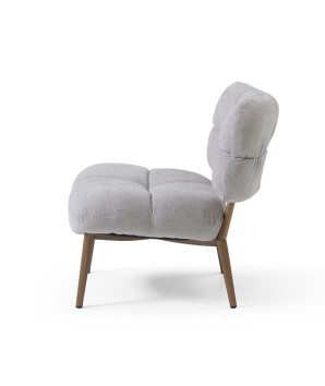 fauteuil cosy salon tissu gris bois CHESTER profil