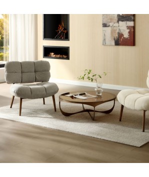 fauteuil nuage tissu gris bois CHESTER vue salon