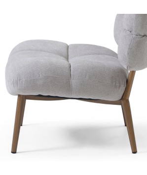 fauteuil nuage tissu gris bois CHESTER zoom profil