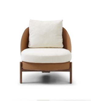 Fauteuil design italien COCOON coque pvc tissu blanc vue face
