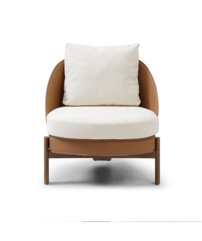 Fauteuil design italien COCOON coque pvc tissu blanc vue face