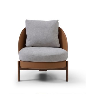 Fauteuil design italien COCOON coque pvc tissu gris vue face