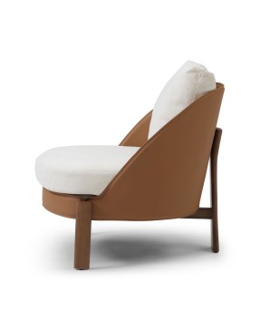 fauteuil crapaud moderne COCOON coque pvc tissu blanc vue côté