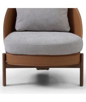 fauteuil cosy salon COCOON coque pvc tissu gris zoom vue face