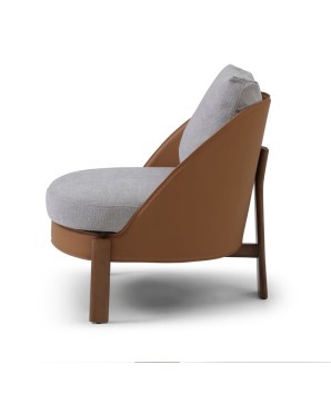 fauteuil crapaud moderne COCOON coque pvc tissu gris vue côté