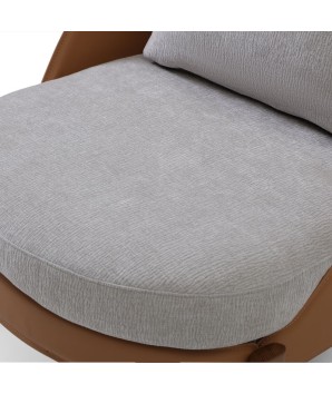 fauteuil d'appoint design haut de gamme COCOON coque pvc tissu gris détail assise