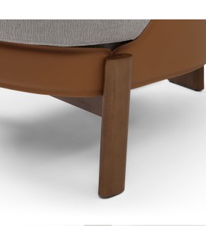 fauteuil d'appoint design haut de gamme COCOON coque pvc tissu gris détail pied