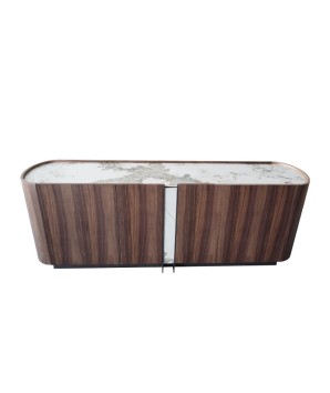 Buffet salon Mid Century moderne EVA bois plateau céramique pandora vue face