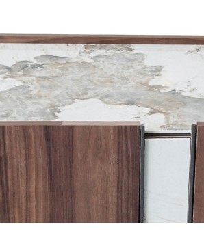 buffet mid century EVA bois plateau céramique détail pandora & montant