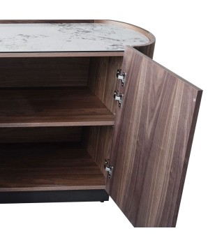 buffet noyer EVA bois plateau céramique détail charnière porte droite