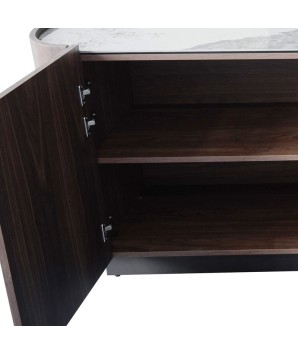 buffet luxe salon EVA bois plateau céramique détail charnière porte