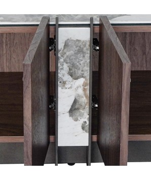 Meuble TV moderne Design Mid-Century EVA Noyer Céramique Pandora